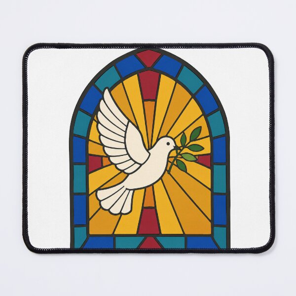 Item preview, Stained Glass Dove and Olive Branch Church Window designed and sold by eignvalue.