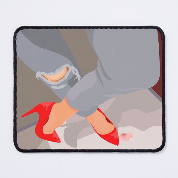 Item preview, women's feet in red shoes and flower petals designed and sold by Zhanna LL.