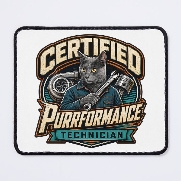 Item preview, Certified Purrformance Technician Funny Mechanic Cat designed and sold by FZ Designs.