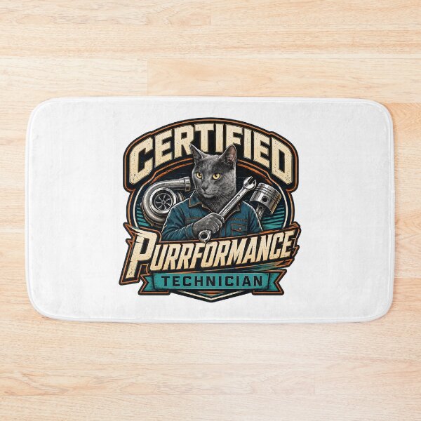 Item preview, Certified Purrformance Technician Funny Mechanic Cat designed and sold by FZ Designs.