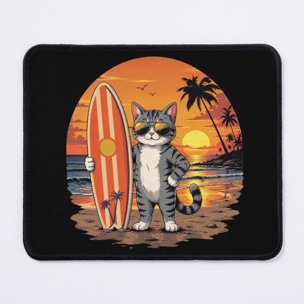 Item preview, Surfer Cat on beach designed and sold by Konvero.