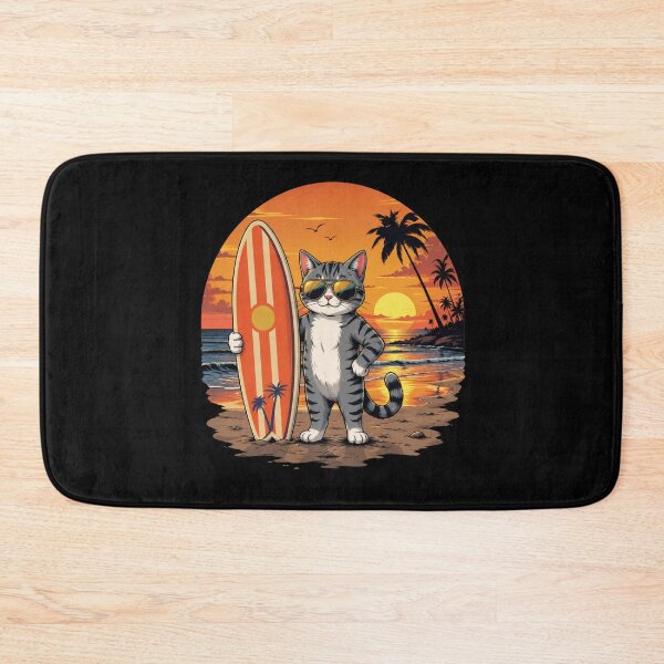 Item preview, Surfer Cat on beach designed and sold by Konvero.