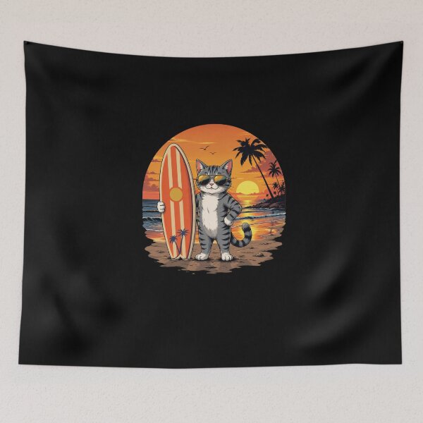 Item preview, Surfer Cat on beach designed and sold by Konvero.