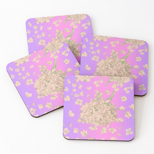 Item preview, Pattern - Hand-drawn Peach on Vaporwave gradient with Hydrangea designed and sold by Eejee-SK.