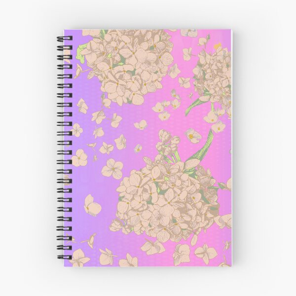 Item preview, Pattern - Hand-drawn Peach on Vaporwave gradient with Hydrangea designed and sold by Eejee-SK.