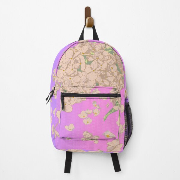 Item preview, Pattern - Hand-drawn Peach on Vaporwave gradient with Hydrangea designed and sold by Eejee-SK.