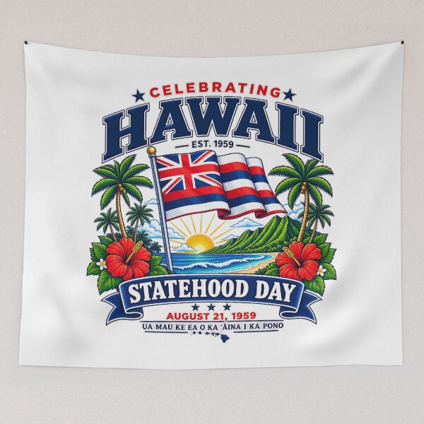 Item preview, Vintage Hawaii Statehood Day 1959 | Aloha Hawaiian Flag Tropical Retro Design designed and sold by Cellara91.