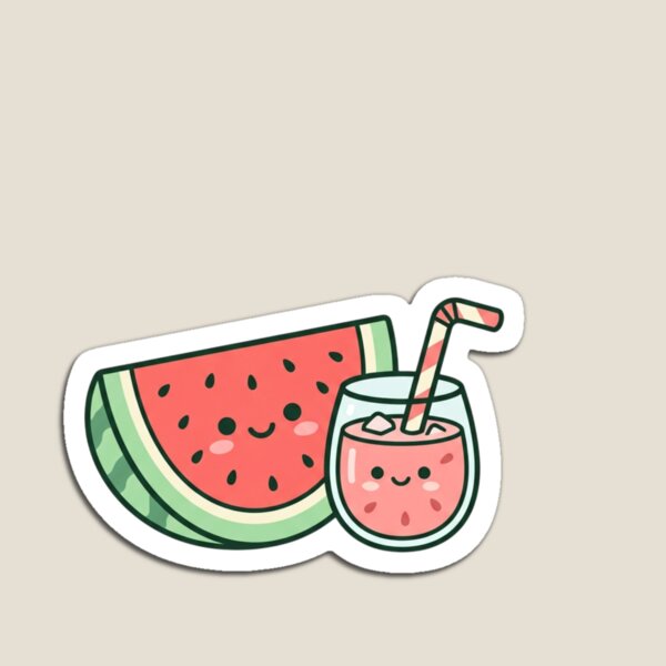 Item preview, Kawaii Watermelon Slice and Drink Art designed and sold by ajamzbox.