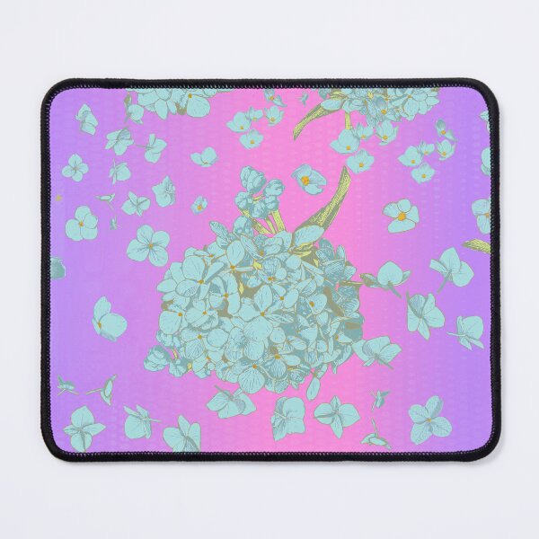 Item preview, Pattern - Hand-drawn Cyan on Vaporwave gradient with Hydrangea designed and sold by Eejee-SK.