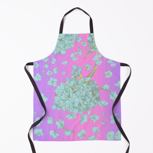 Item preview, Pattern - Hand-drawn Cyan on Vaporwave gradient with Hydrangea designed and sold by Eejee-SK.