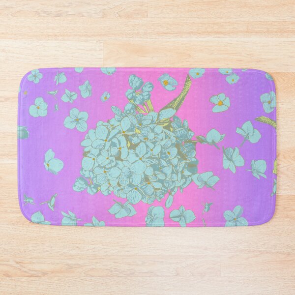Item preview, Pattern - Hand-drawn Cyan on Vaporwave gradient with Hydrangea designed and sold by Eejee-SK.
