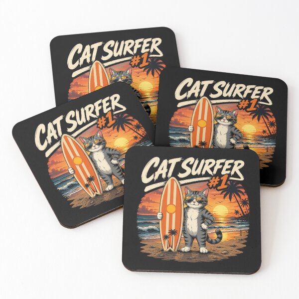 Item preview, Cat Surfer number 1 designed and sold by Konvero.