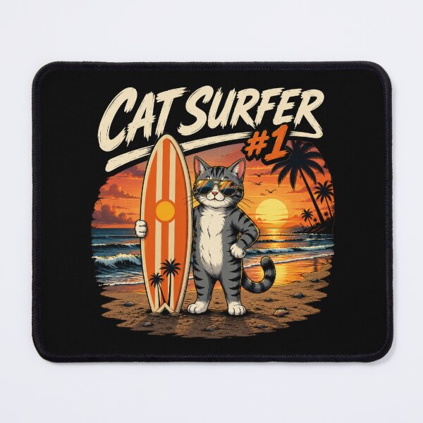 Item preview, Cat Surfer number 1 designed and sold by Konvero.