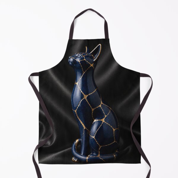 Item preview, Kintsugi Cat Silhouette on Black Silk - Sumi-e Style Japanese Art designed and sold by Purrfecta.