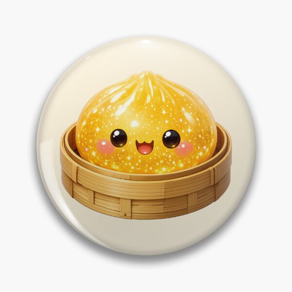 Item preview, Cute Sparkling Golden Yellow Dumpling Bao Bun in Bamboo Steamer | Kawaii Asian Food designed and sold by Moons Studio.