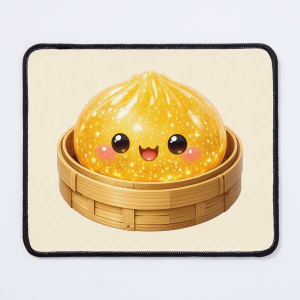 Item preview, Cute Sparkling Golden Yellow Dumpling Bao Bun in Bamboo Steamer | Kawaii Asian Food designed and sold by Moons Studio.