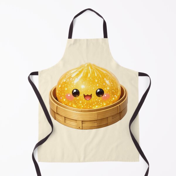 Item preview, Cute Sparkling Golden Yellow Dumpling Bao Bun in Bamboo Steamer | Kawaii Asian Food designed and sold by Moons Studio.