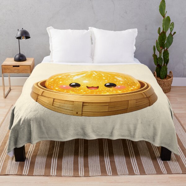 Artikelvorschau, Niedliche, goldgelbe Bao-Brötchen im Bambusdämpfer | Kawaii-asiatisches Essen entworfen und verkauft von Moons Studio.