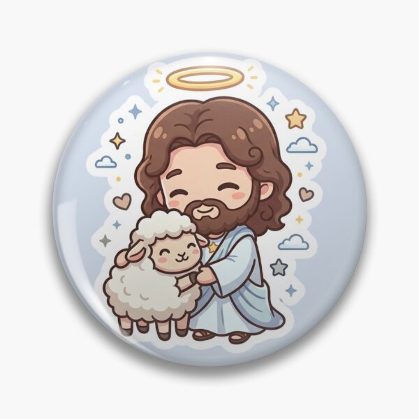 Item preview, Jesus with Sheep Kawaii Style for Children designed and sold by MantoSagrado.
