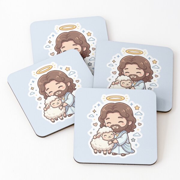 Item preview, Jesus with Sheep Kawaii Style for Children designed and sold by MantoSagrado.