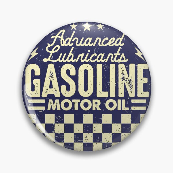 Item preview, Retro Navy Blue Gasoline Advanced Lubricants Round Sticker designed and sold by ImStickerHappy.