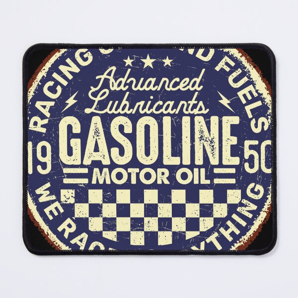 Item preview, Retro Navy Blue Gasoline Advanced Lubricants Round Sticker designed and sold by ImStickerHappy.
