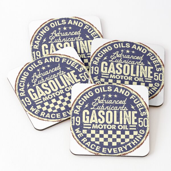 Item preview, Retro Navy Blue Gasoline Advanced Lubricants Round Sticker designed and sold by ImStickerHappy.