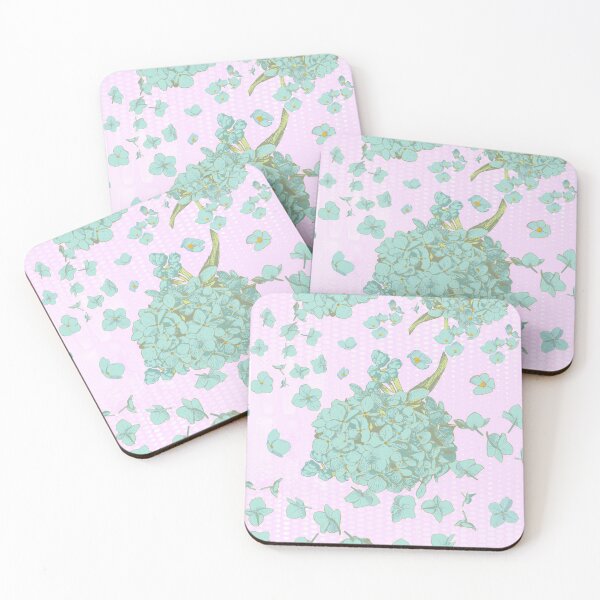 Item preview, Pattern - Hand-drawn Teal on Bubblegum Hydrangea designed and sold by Eejee-SK.