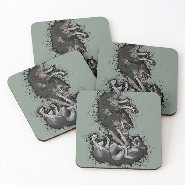 Item preview, Wolves fighting splatter designed and sold by LizzyInDistress.