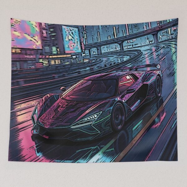 Item preview, Cyberpunk Neon Hypercar | Futuristic City Racing Synthwave Art designed and sold by Nexus Space.