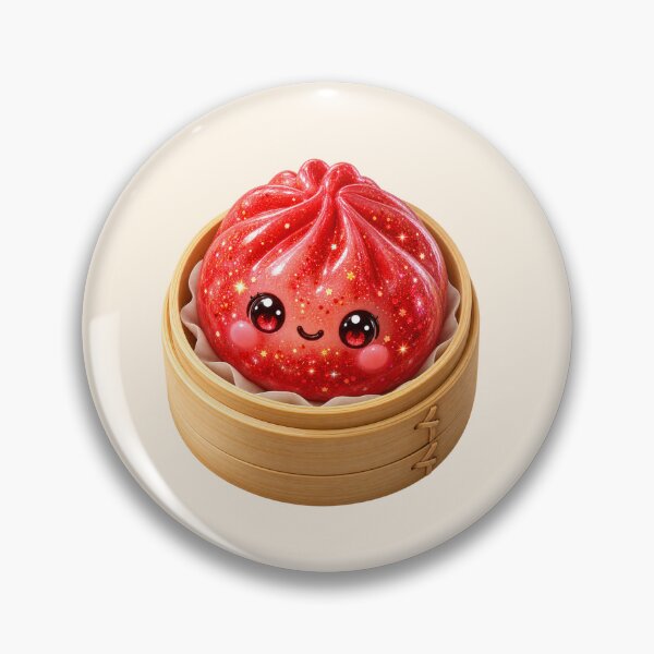 Item preview, Cute Sparkling Red Dumpling Bao Bun in Bamboo Steamer | Kawaii Asian Food designed and sold by Moons Studio.