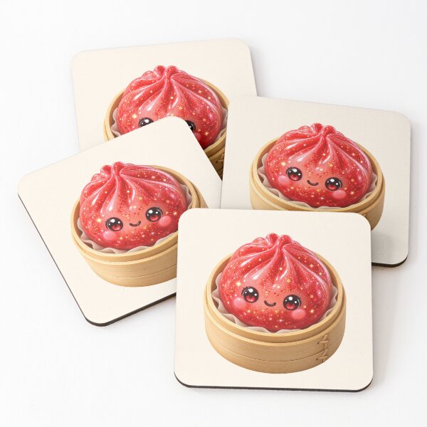 Item preview, Cute Sparkling Red Dumpling Bao Bun in Bamboo Steamer | Kawaii Asian Food designed and sold by Moons Studio.