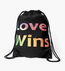 Small Logo Love Wins Slogan Pride 2018 Drawstring Bag