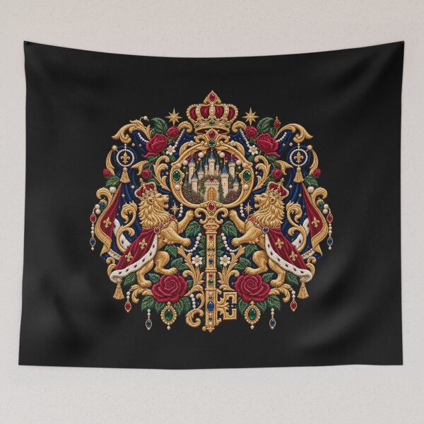 Item preview, Royalcore Medieval Skeleton Key & Castle Embroidered Heraldic Emblem designed and sold by Emoji Emblems.