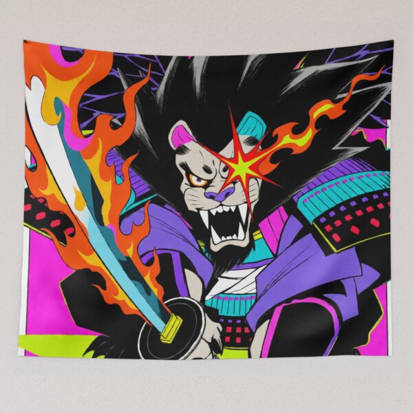 Item preview, Winged Samurai Lion with a Flaming Blade (V4) designed and sold by SabaMirzique.