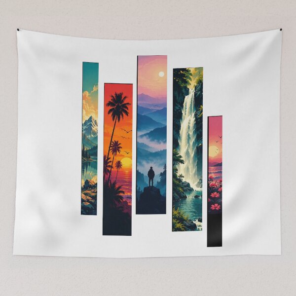 Item preview, Colorful Nature Stripes – Abstract Botanical Landscape Design designed and sold by TheAllInStore.