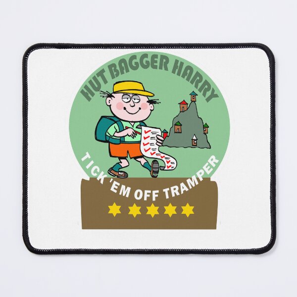 Item preview, Hut Bagger Harry Tick Em Off Tramper Cartoon  designed and sold by Al Benge - NZ & Australian Art.