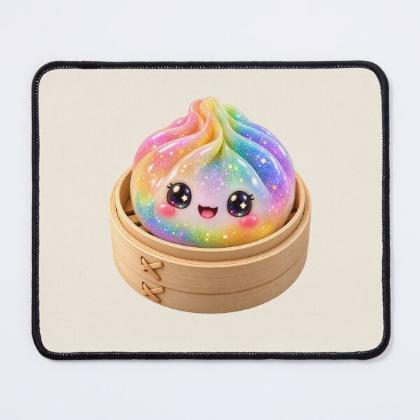 Item preview, Cute Rainbow Glitter Dumpling Bao Bun in Bamboo Steamer | Kawaii Asian Food designed and sold by Moons Studio.