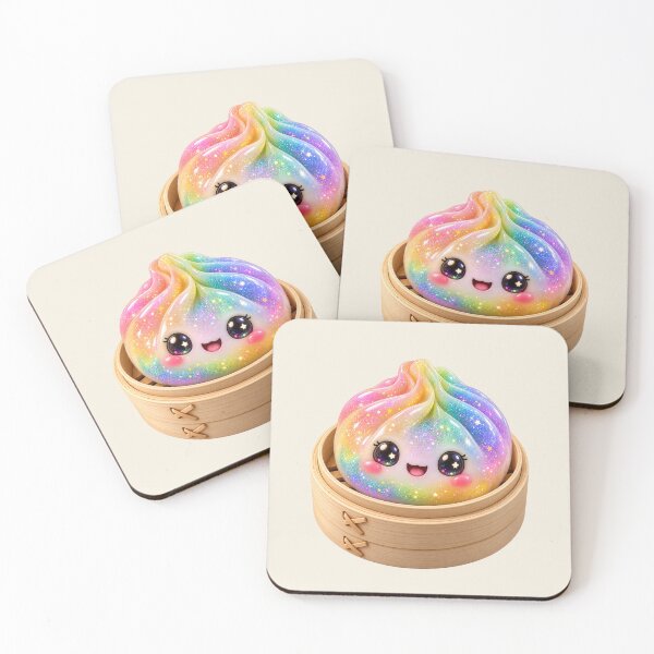 Item preview, Cute Rainbow Glitter Dumpling Bao Bun in Bamboo Steamer | Kawaii Asian Food designed and sold by Moons Studio.