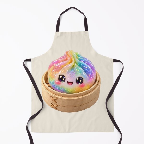 Item preview, Cute Rainbow Glitter Dumpling Bao Bun in Bamboo Steamer | Kawaii Asian Food designed and sold by Moons Studio.