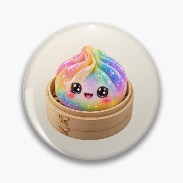 Item preview, Cute Rainbow Glitter Dumpling Bao Bun in Bamboo Steamer | Kawaii Asian Food designed and sold by Moons Studio.