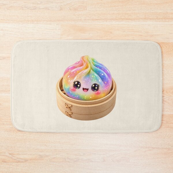 Artikelvorschau, Niedliche Regenbogen-Glitzer-Bao-Brötchen aus dem Bambusdämpfer | Kawaii-asiatisches Essen entworfen und verkauft von Moons Studio.