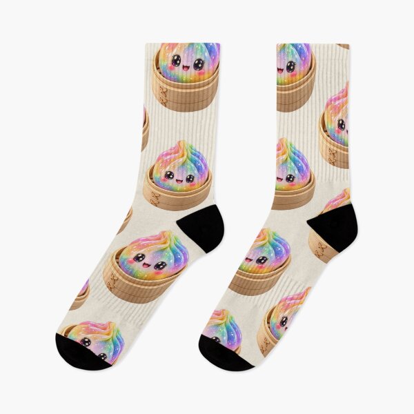 Artikelvorschau, Niedliche Regenbogen-Glitzer-Bao-Brötchen aus dem Bambusdämpfer | Kawaii-asiatisches Essen entworfen und verkauft von Moons Studio.