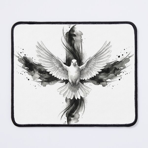 Item preview, Holy Spirit, Dove and Christian Cross Watercolor on White Background designed and sold by MantoSagrado.