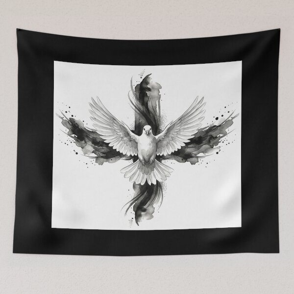 Item preview, Holy Spirit, Dove and Christian Cross Watercolor on White Background designed and sold by MantoSagrado.