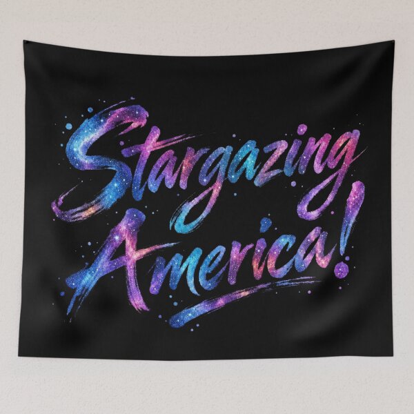 Item preview, Stargazing America – Colorful Galaxy Brush Lettering designed and sold by The-Drip-Studio.