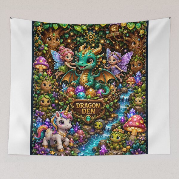 Item preview, Enchanted Dragon Den: Cute Baby Dragon, Magical Unicorn & Fairies designed and sold by Aldous-Std.