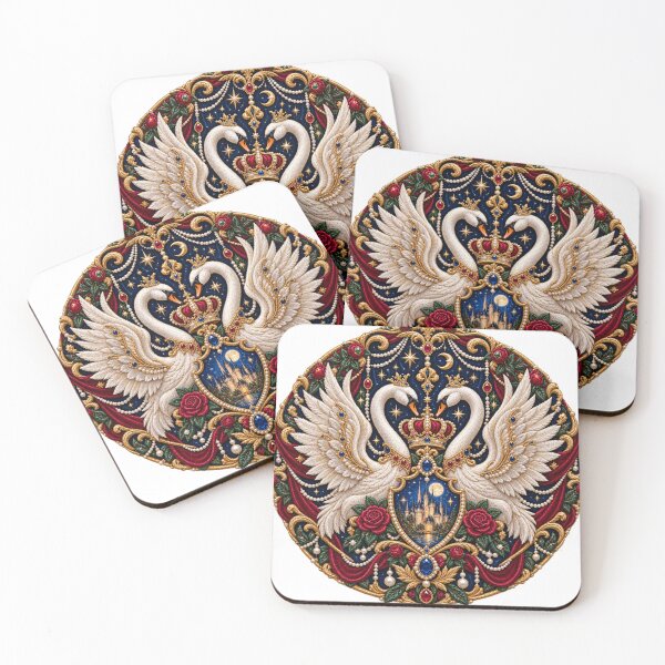 Item preview, White Swan & Moonlit Castle Embroidered Heraldic Emblem designed and sold by Emoji Emblems.