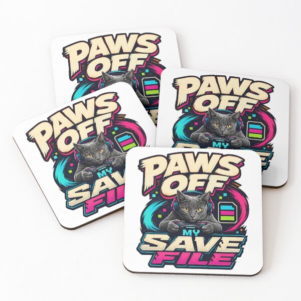 Item preview, Paws Off My Save File Gamer Cat designed and sold by FZ Designs.