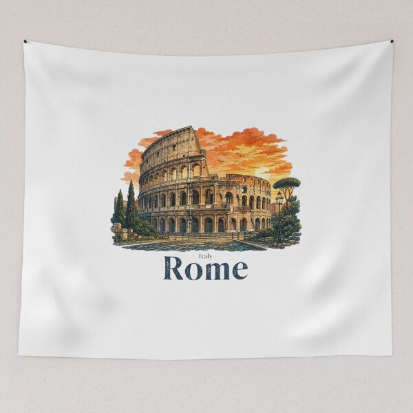 Item preview, Rome Colosseum Vintage Ink Travel Illustration designed and sold by Inkworksbyshery.
